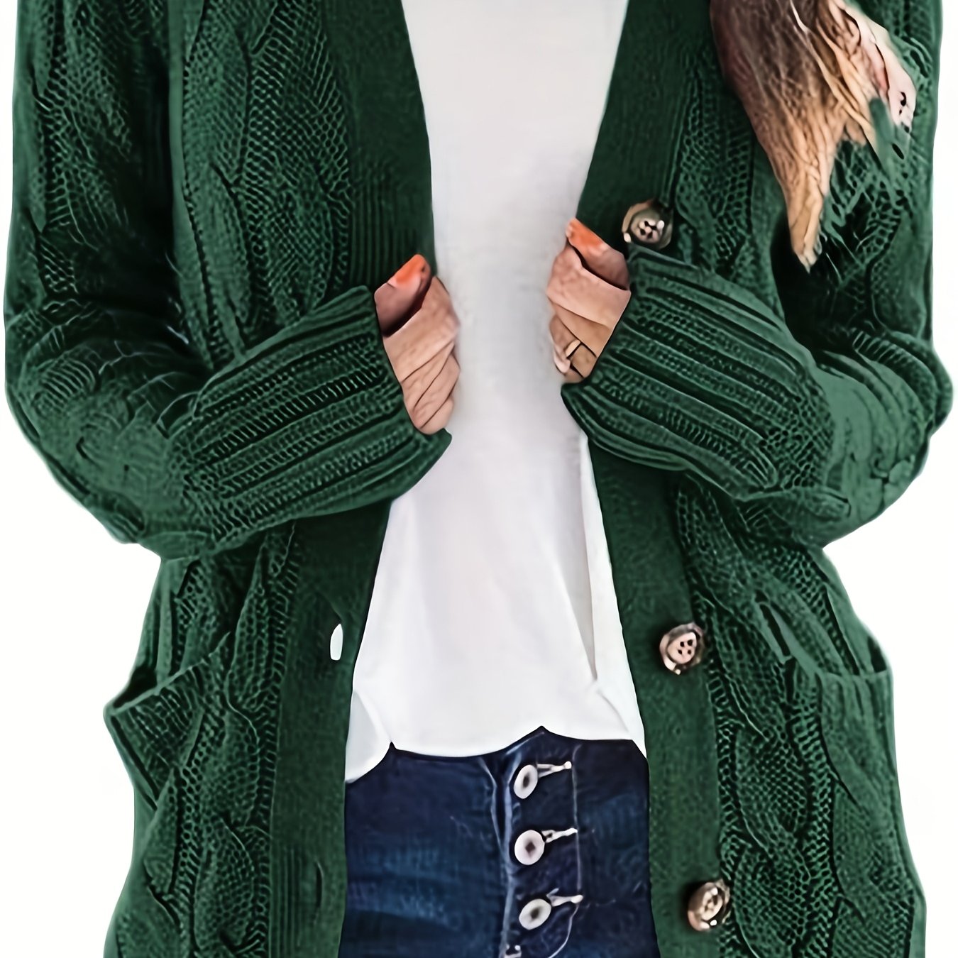Warm Women’s Cable-Knit Cardigan with Buttons