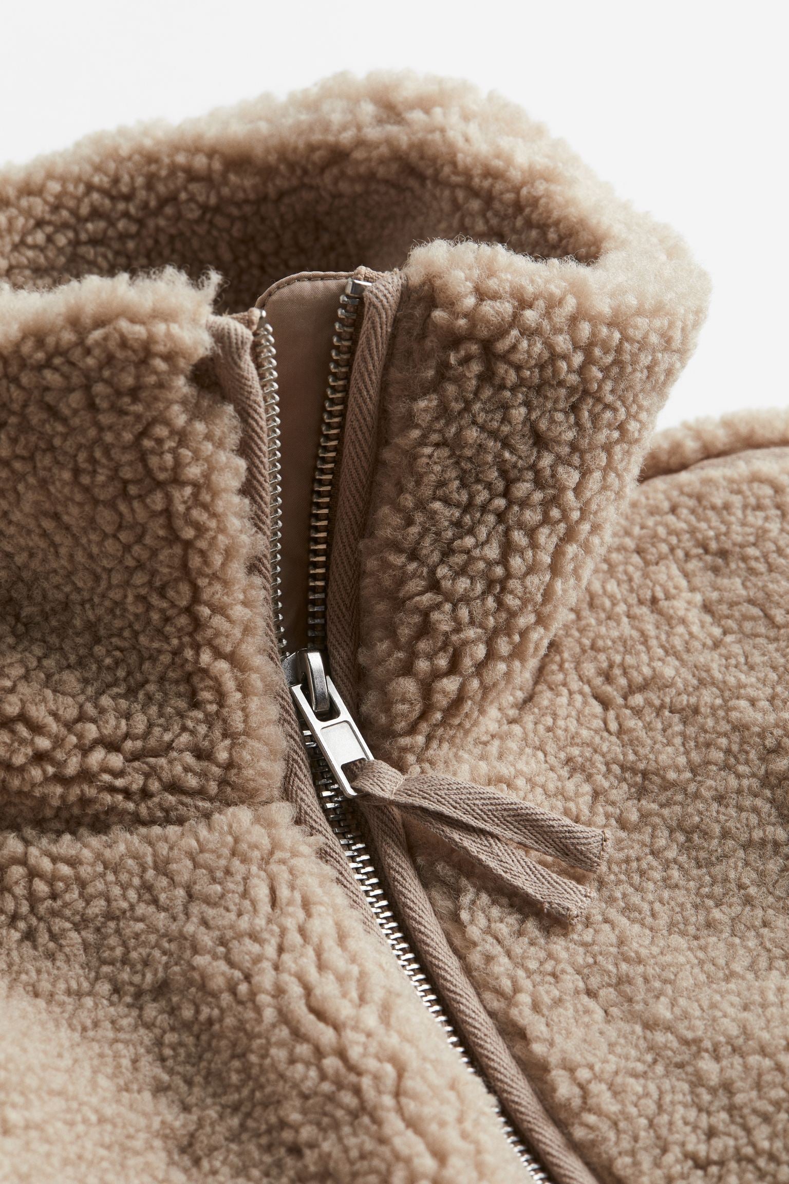 Oversized Women’s Teddy Jacket with Zipper and High Collar for Winter