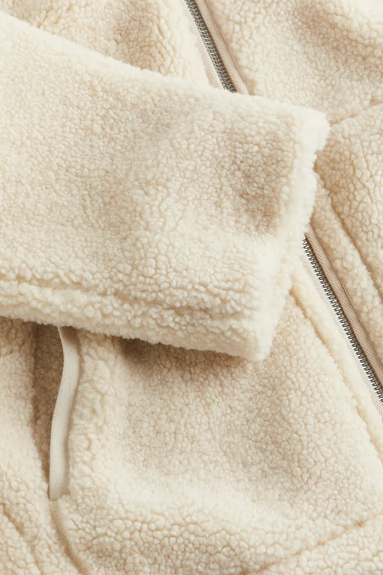 Oversized Women’s Teddy Jacket with Zipper and High Collar for Winter