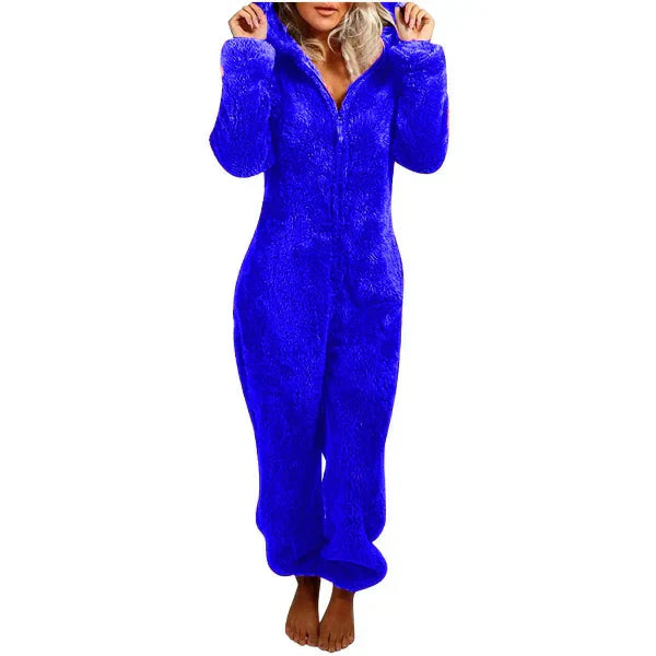 Warm Teddy Fleece Women’s Onesie with Hood