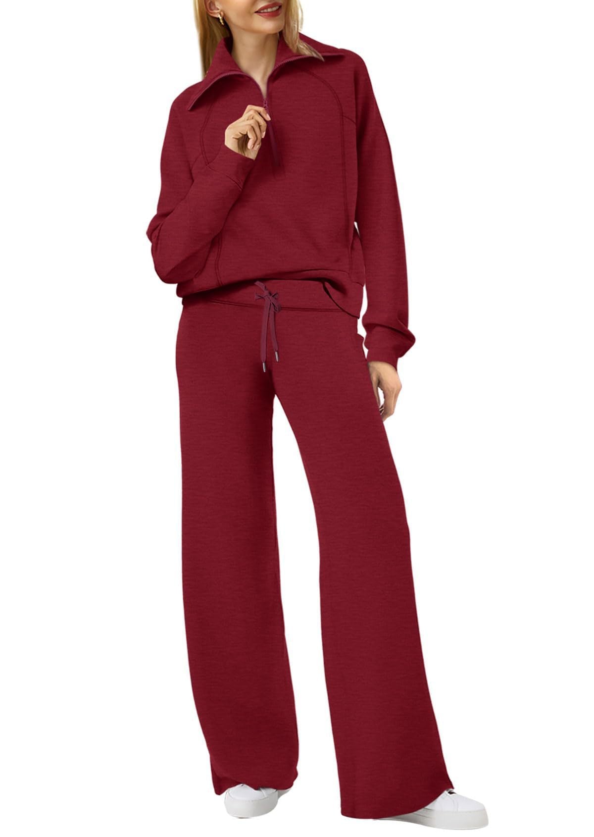 Relaxed and Comfortable Loungewear Set with Half-Zip Sweater