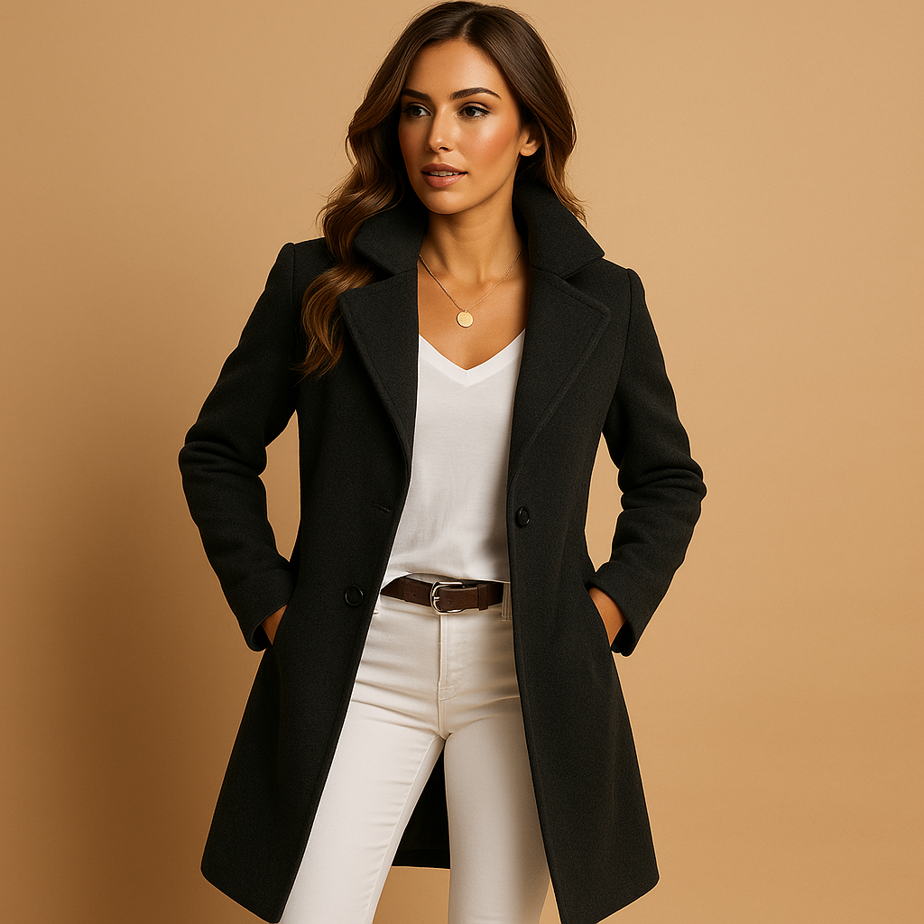 Elegant and Chic Women’s Wool Coat with Button Closure