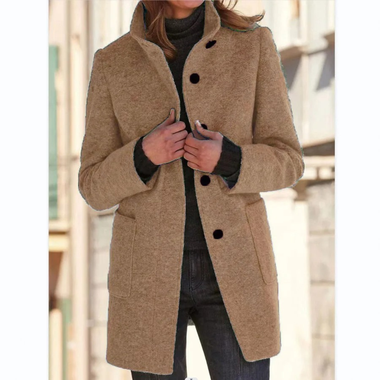 Padded Women’s Winter Coat with Button Closure