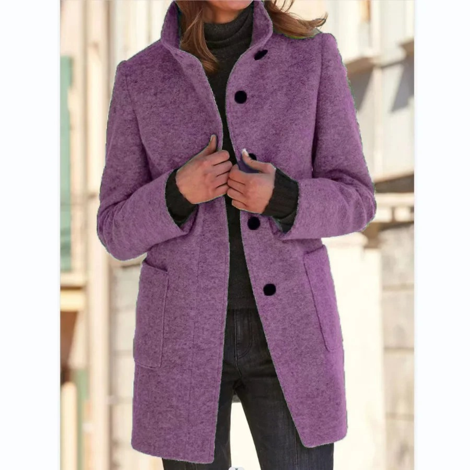 Padded Women’s Winter Coat with Button Closure