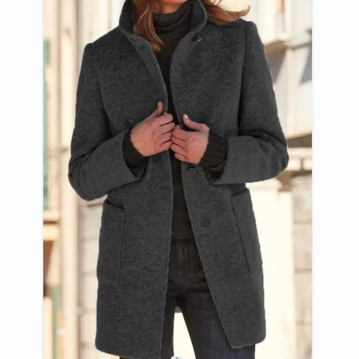 Padded Women’s Winter Coat with Button Closure