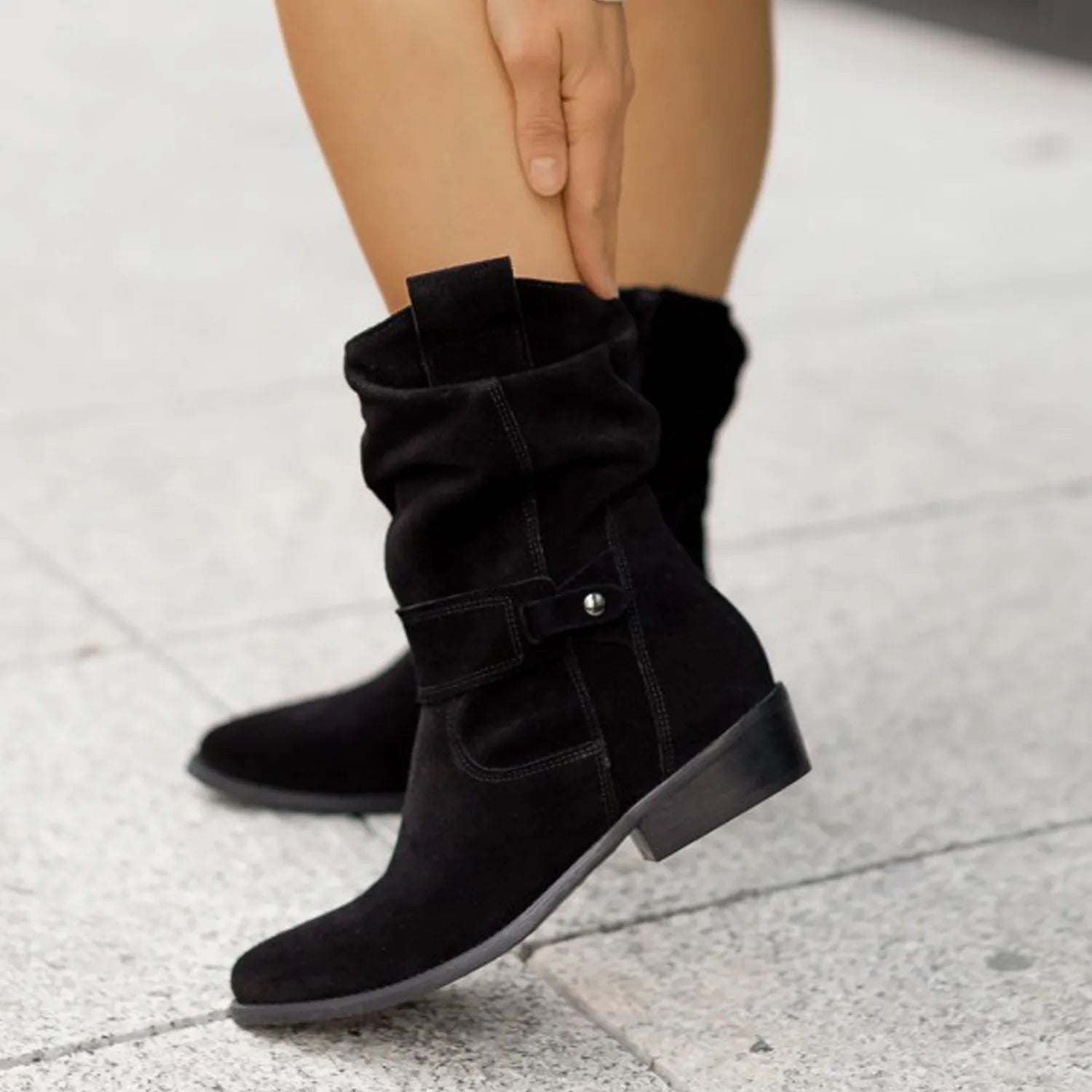 Luxurious Women’s Suede Ankle Boots with Side Zipper