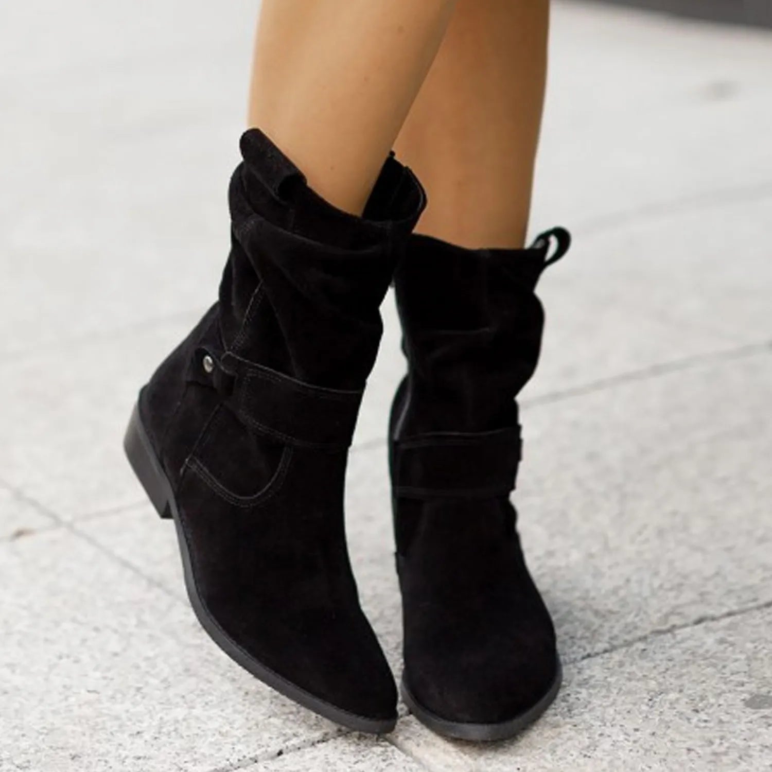 Luxurious Women’s Suede Ankle Boots with Side Zipper
