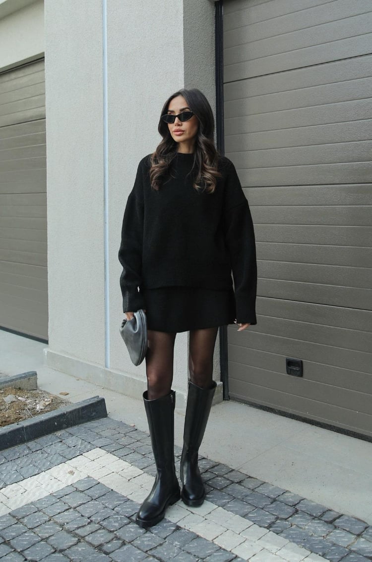 Soft and Elegant Women’s Set with Knit Sweater and Skirt