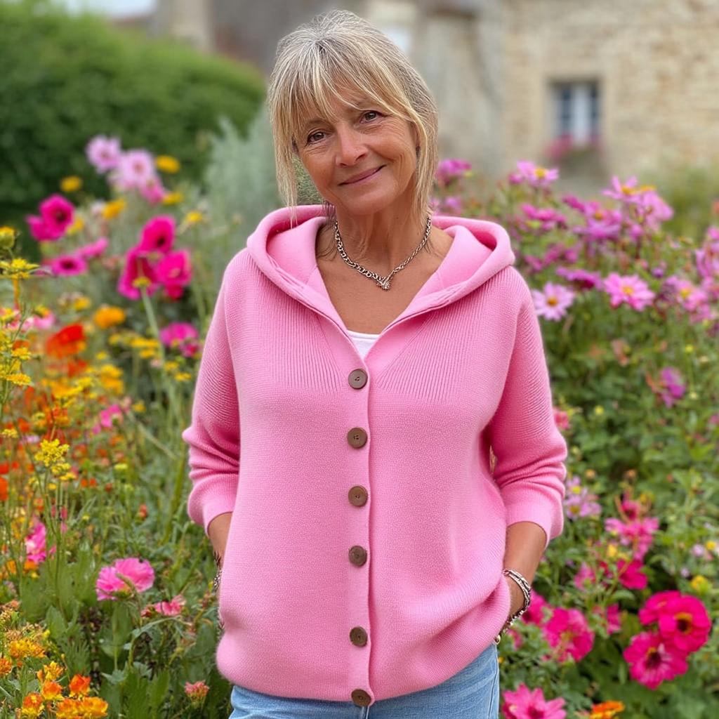 Soft Women’s Cardigan with Hood and Button Closure