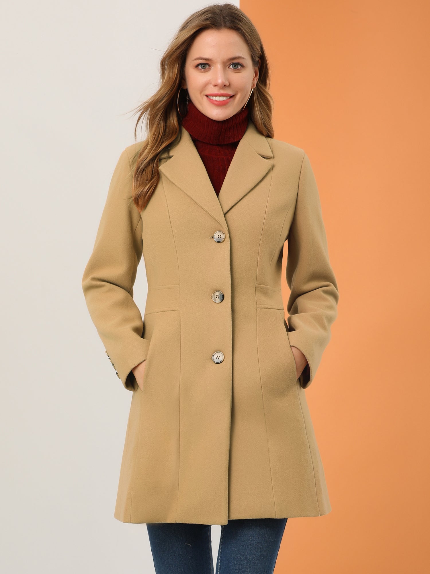 Comfortable Long Women’s Winter Coat with Buttons