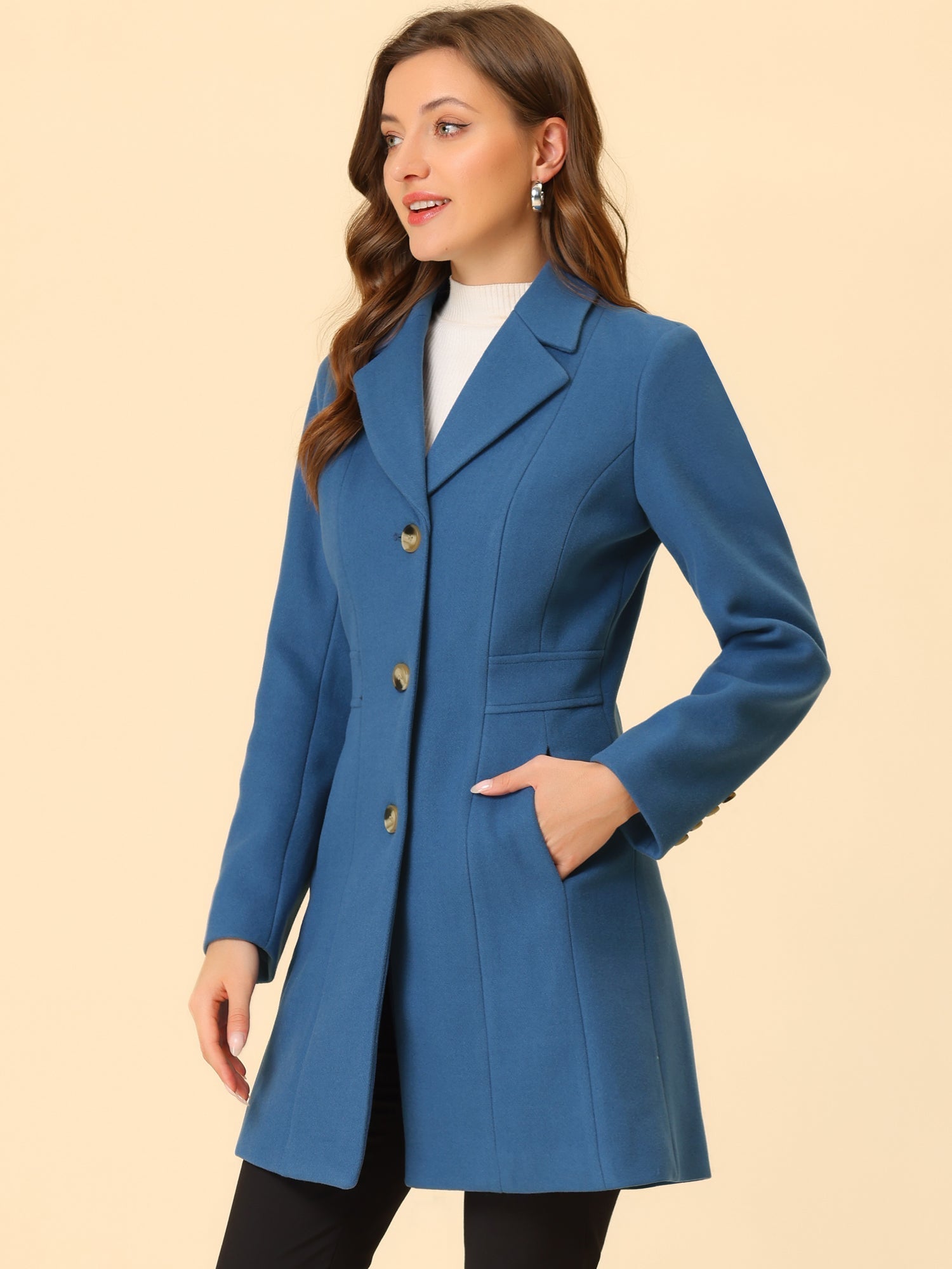 Comfortable Long Women’s Winter Coat with Buttons