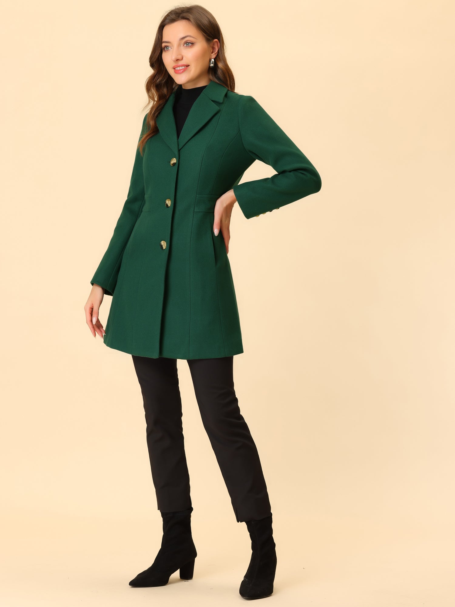 Comfortable Long Women’s Winter Coat with Buttons