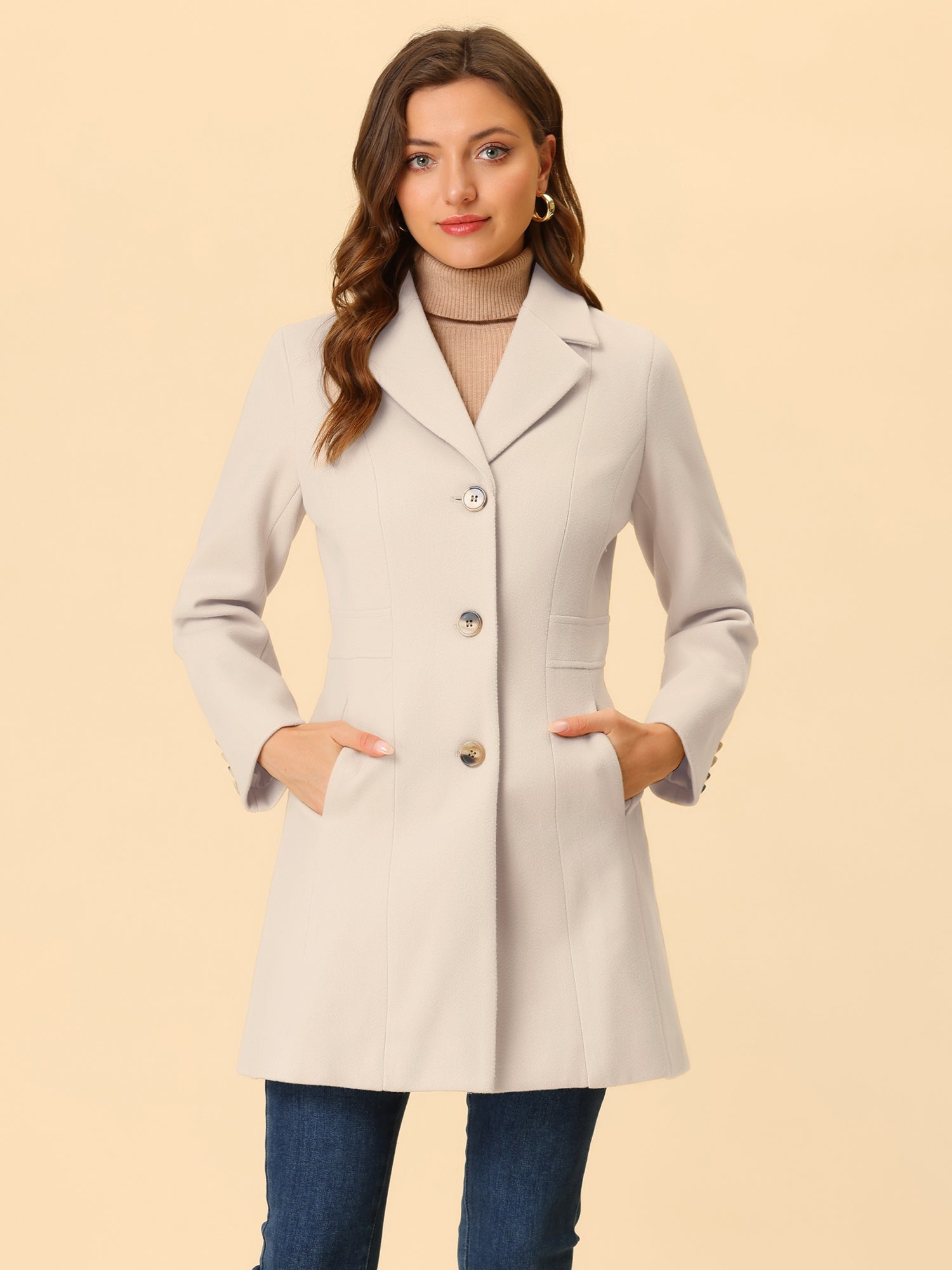 Comfortable Long Women’s Winter Coat with Buttons