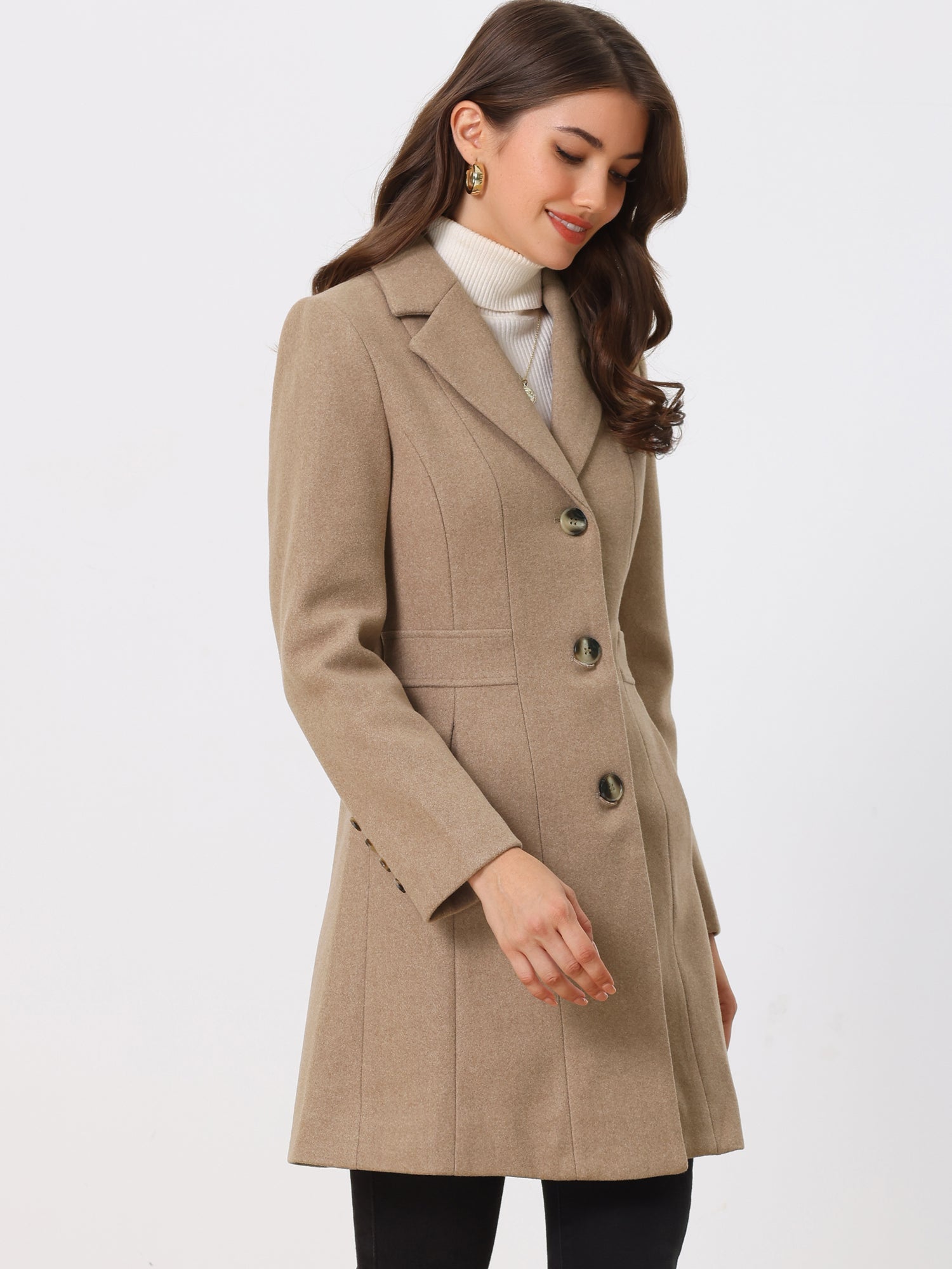 Comfortable Long Women’s Winter Coat with Buttons
