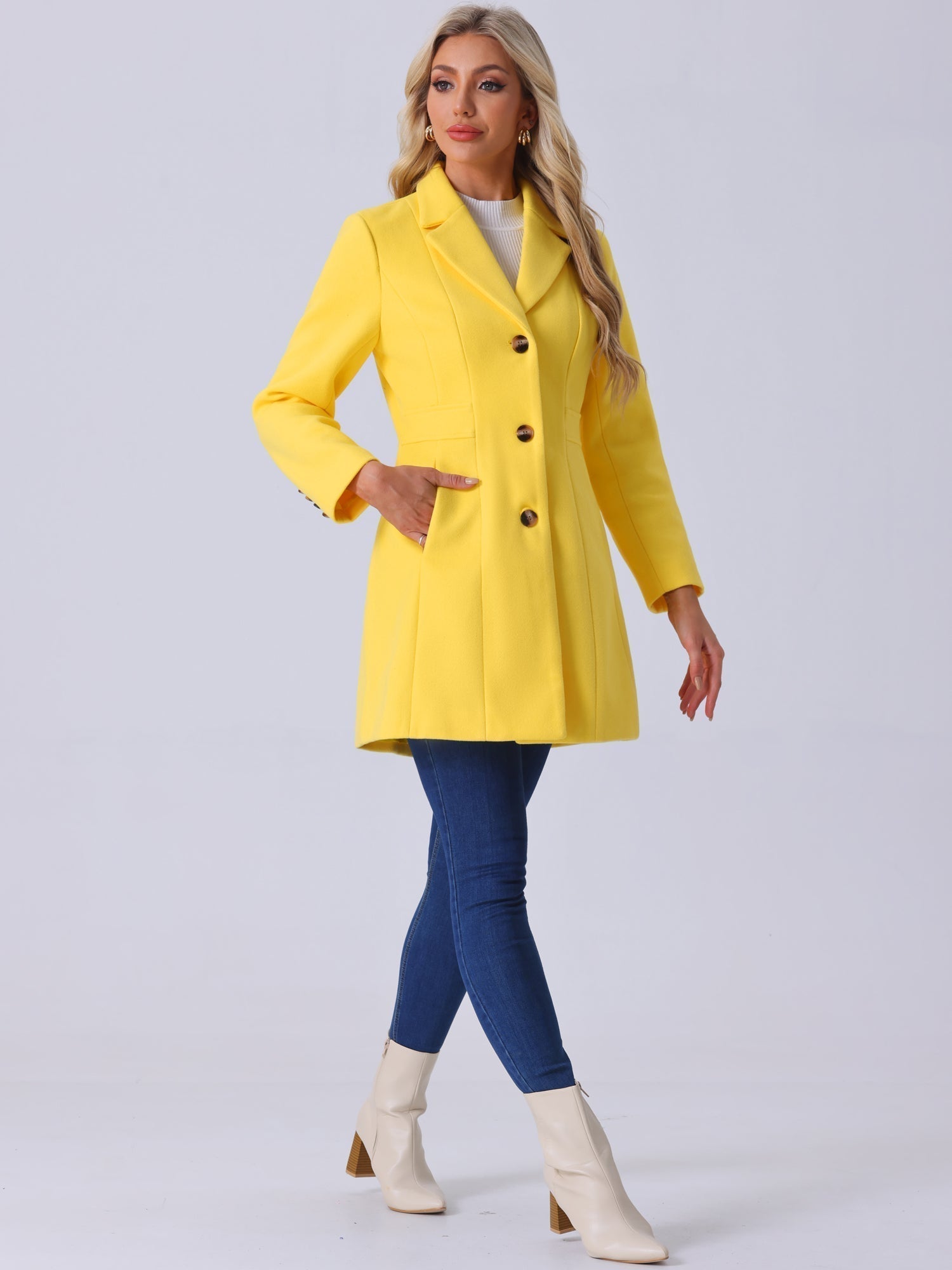 Comfortable Long Women’s Winter Coat with Buttons