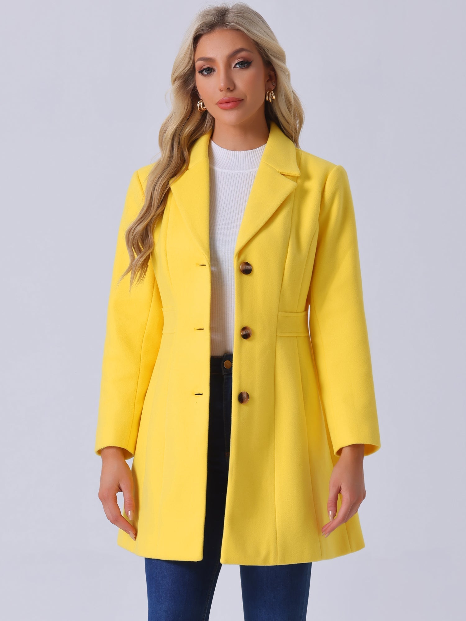 Comfortable Long Women’s Winter Coat with Buttons